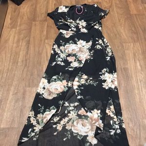 Paper Doll Floral Wrap Low-Hi Dress!!